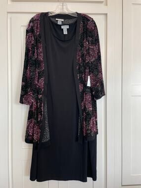 Catherine's Blk shift dress with floral jacket 2X 22/24W separates NWT